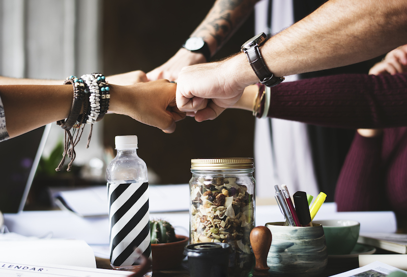 Team of marketing experts finalizing a business plan